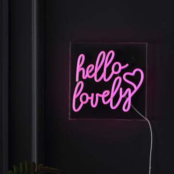 Hello Lovely Square Contemporary Glam Acrylic Box USB Operated LED Neon Light - JONATHAN Y